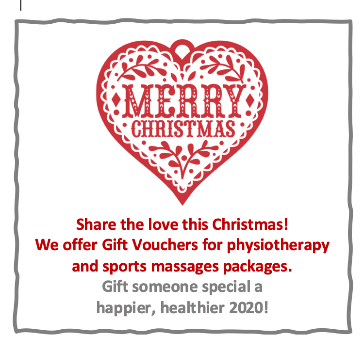 Christmas gift vouchers for physiotherapy and massages.